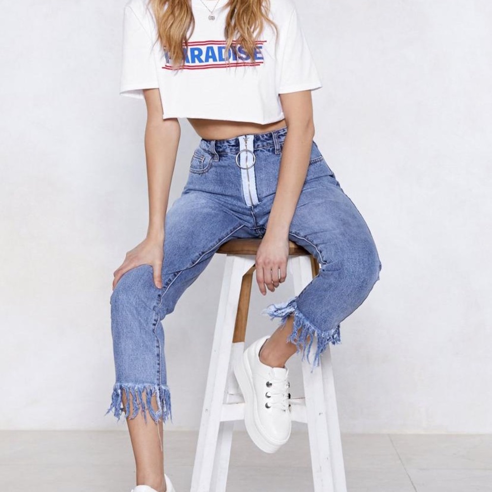 Nasty Gal Frayed Jeans